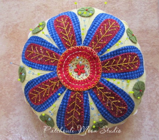 Patchouli Moon Studio~Wool Applique & Hand Embroidered Pincushion