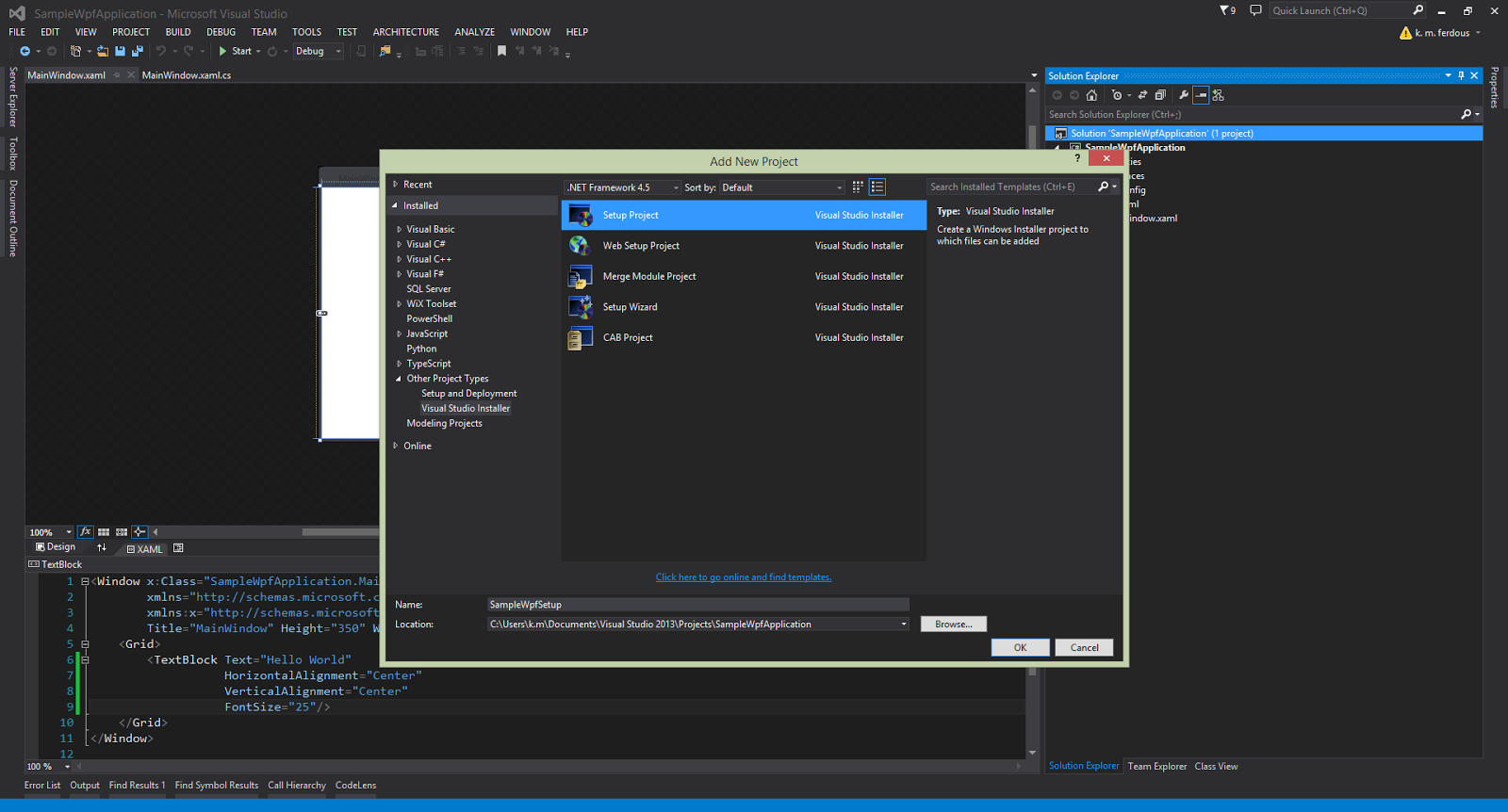 How to Build WPF project with Setup file (Installer Project)
