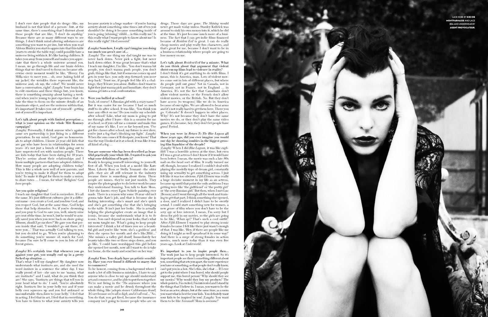 Milla Jovovich Source: Interview Pages of Milla Jovovich in Flaunt Magazine