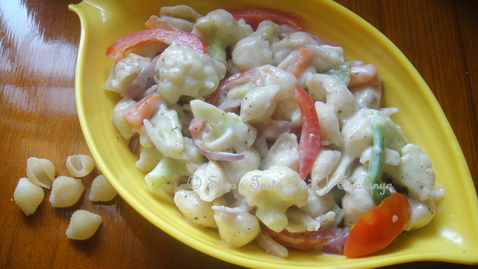 Sara S Tasty Buds Cold Pasta Salad With White Sauce
