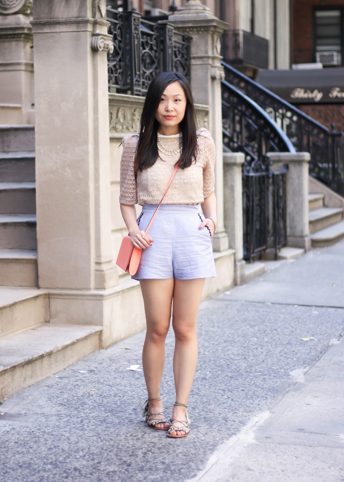 High-Waist Summer Shorts and Lace Top