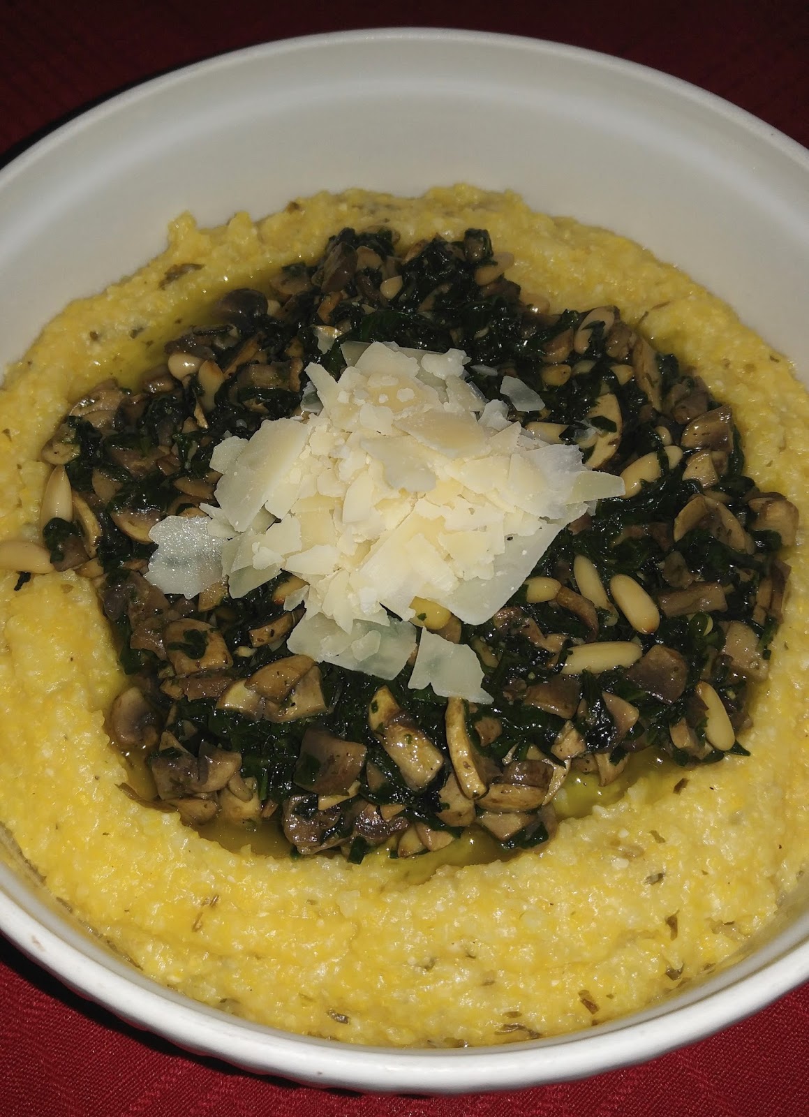 Rebecca's Amazing Creations Spinach and Mushroom Polenta