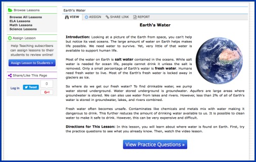 Science lessons from HelpTeaching.com online science practice