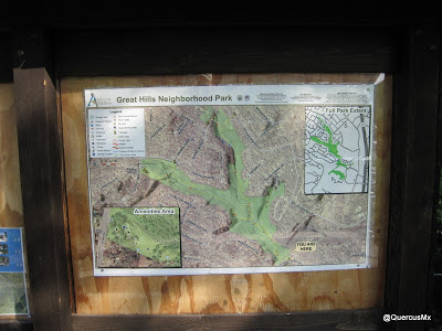 Hiking map posted Great Hills Neighborhood Park, Austin Texas
