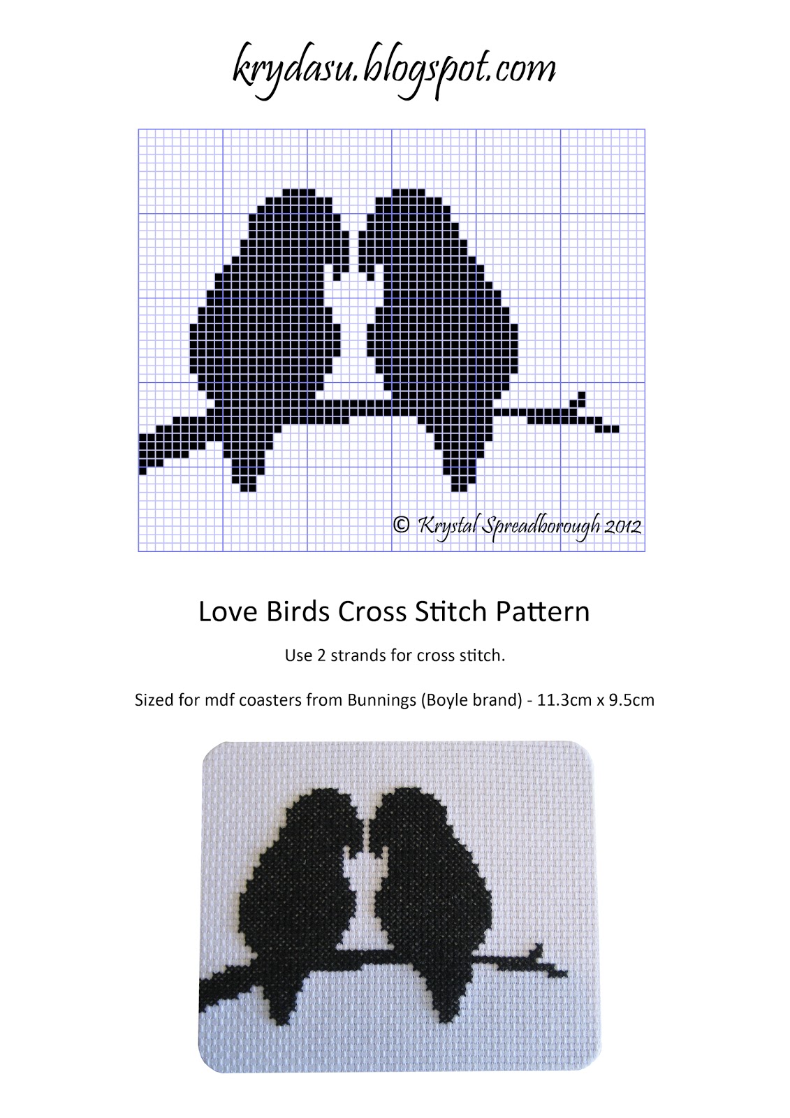 Krydasu Love Birds Cross Stitch Pattern
