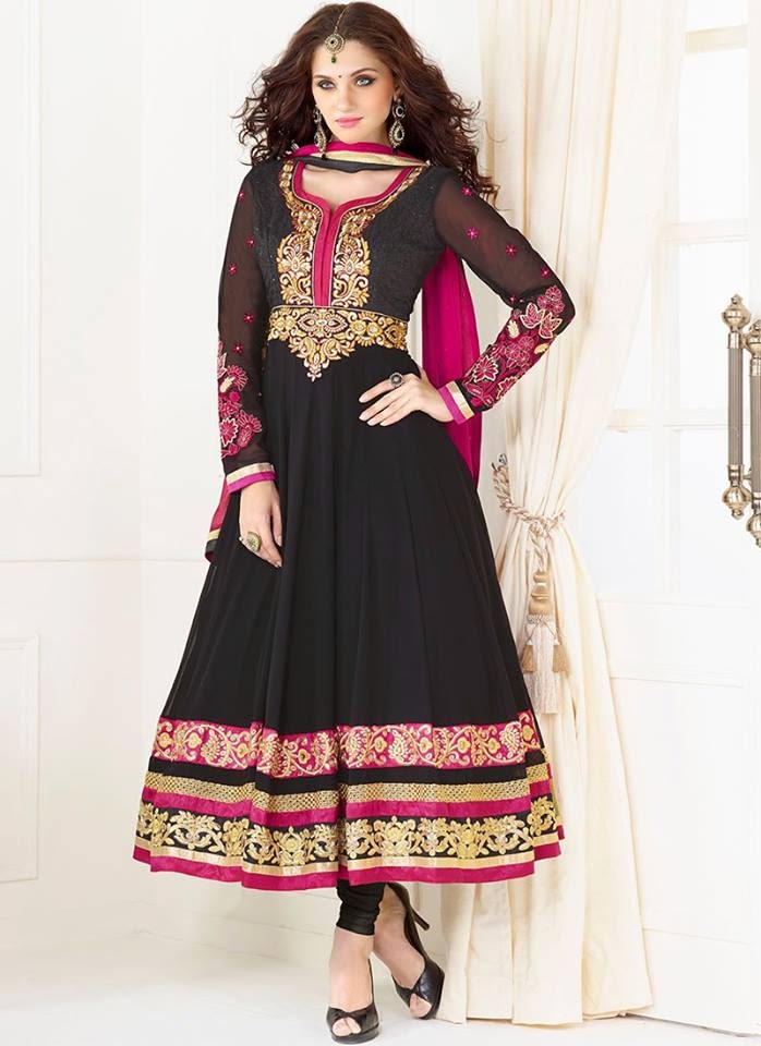 Resham Embroidered Party wear anarkali Suits 2014-2015 - Chal Abay