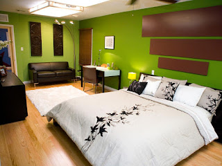 Impressive dominance in green bedroom decoration