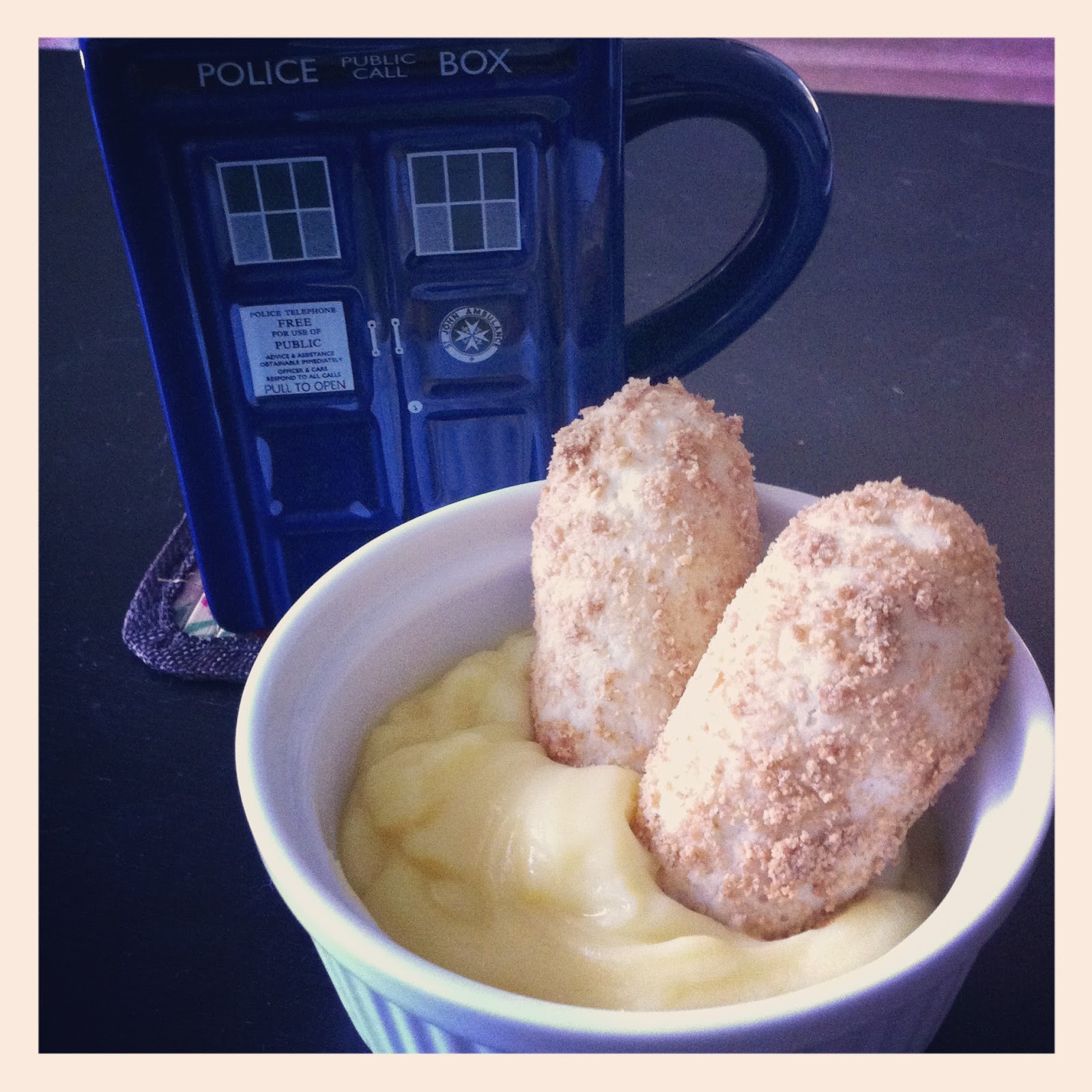 oh.. katy made it! Fish FIngers and Custard