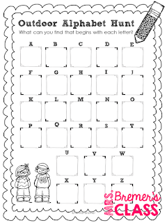 Free outdoor alphabet hunt! Take learning outside & make learning the alphabet an active learning experience! Head outdoors and go on an alphabet hunt. When students find something that begins with a certain letter, they can fill in their forms. #freebies #kindergarten #alphabet #scavengerhunt #phonics #literacy