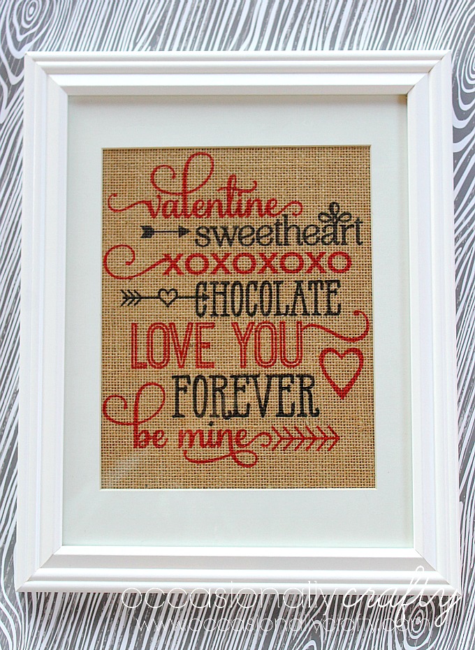 Print on Laminated Burlap to create this lovely Valentine's Day Subway Art!