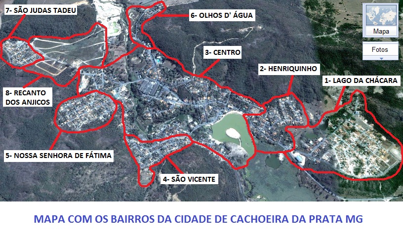 MAPA COM OS BAIRROS DE CACHOEIRA DA PRATA MG ~ Cachoeira da Prata MG