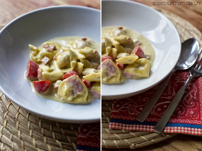 SaskiarundumdieUhr: Tortellini mit Schinken Käsesauce SaskiarundumdieUhr: Tortellini mit Schinken Käsesauce