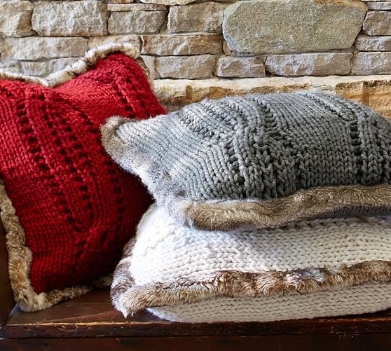 PB Knock Off Fur Trimmed Sweater Pillow Cover Redo It Yourself