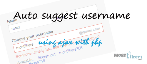 Auto suggest username like gmail using php with ajax