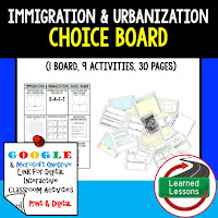 American History Digital Learning, American History Google, American History Choice Boards, Immigration and Urbanization American History Digital Learning, American History Google, American History Choice Boards, Immigration and Urbanization
