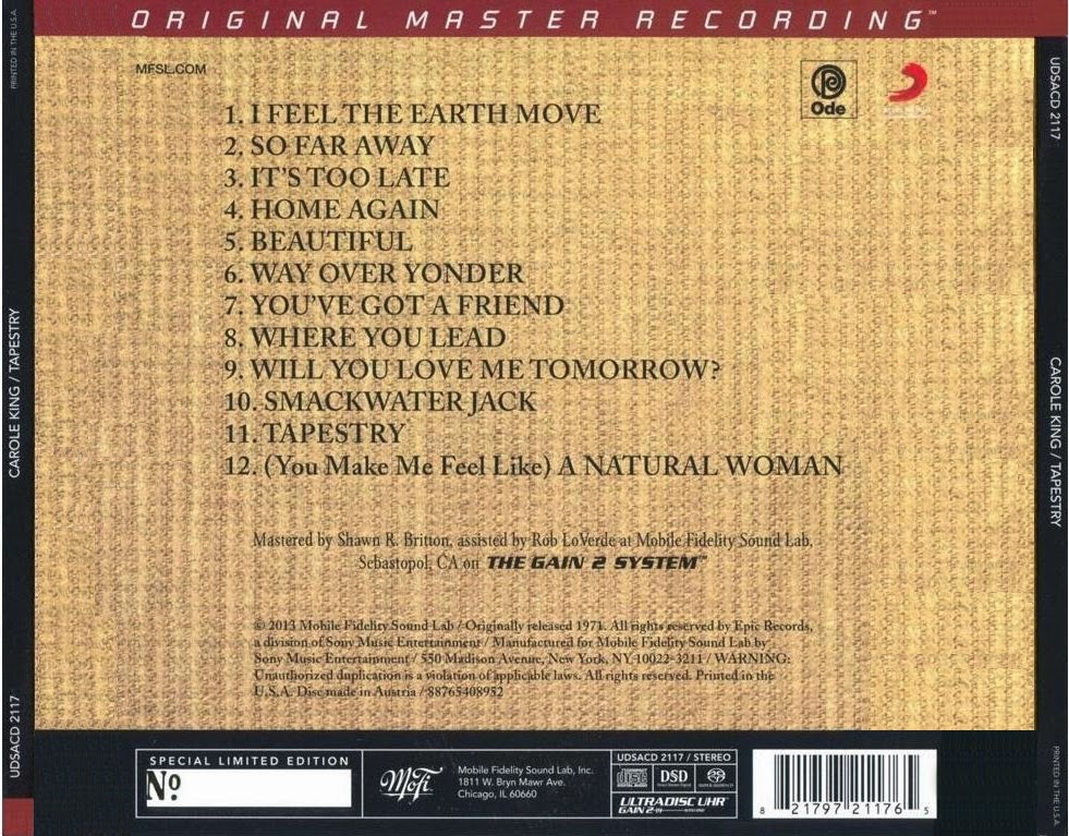 Music Of My Soul Carole King1971Tapestry(Mobile Fidelity Sound Lab