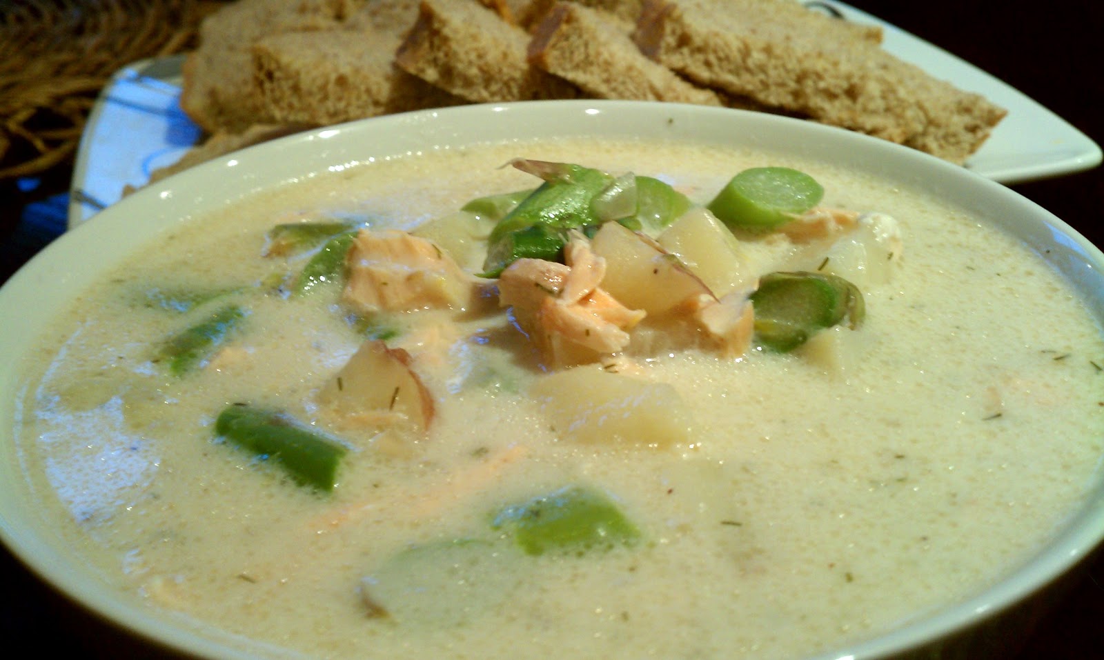 Life's Simple Measures Sunday Special Salmon and Asparagus Chowder