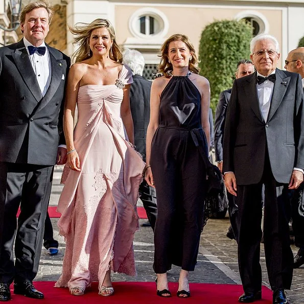 King Willem-Alexander, Queen Maxima, Princess Christina, Prince Jaime, Princess Viktoria de Bourbon de Parme, President Mr. Sergio Mattarella and Mrs Laura Mattarella