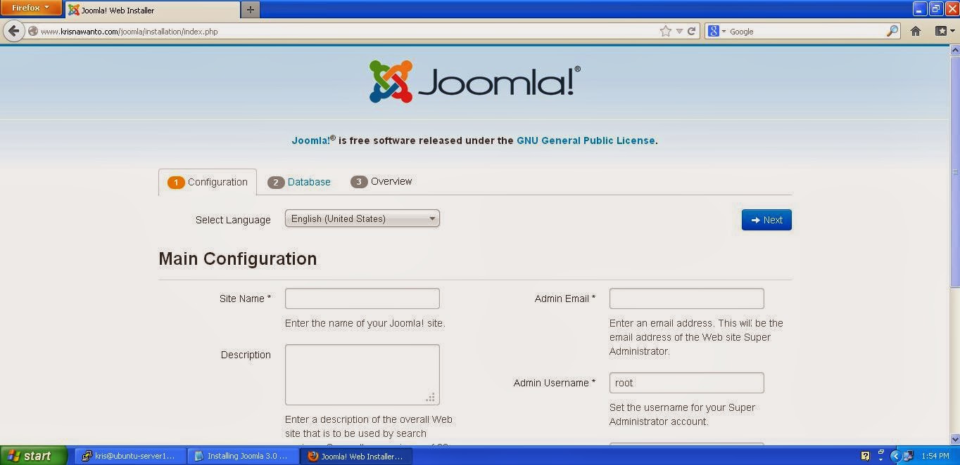 Cara Install Joomla di Ubuntu Server 12.04