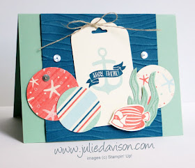 Stampin' Up! Seaside Shore Ahoy There Tag Card #stampinup www.juliedavison.com for July Stamp of the Month Club Card Kit
