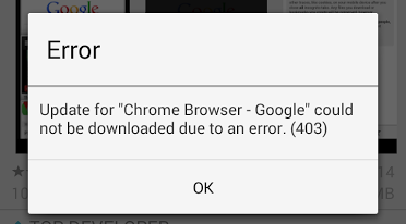 Chrome could not be Downloaded due to an error (403)
