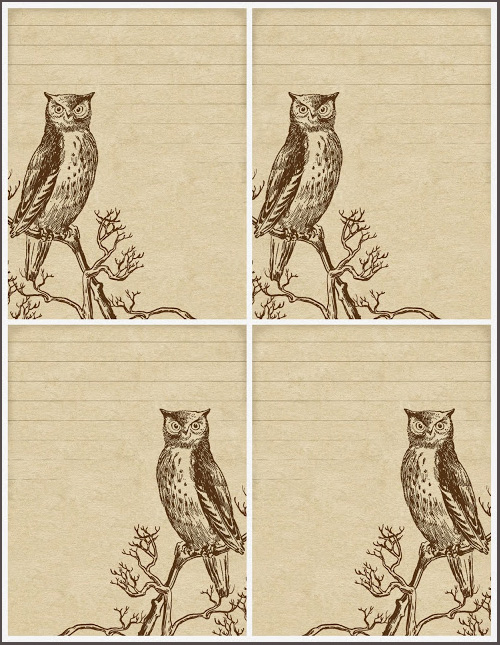 My Owl Barn Free Vintage Owl Stationery Set