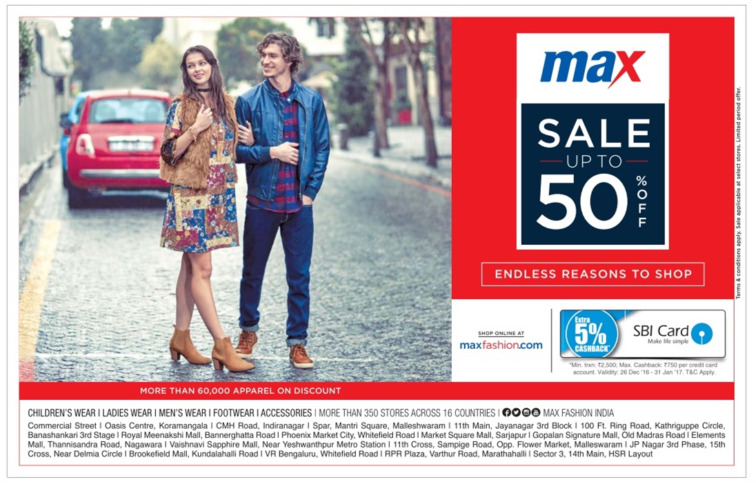 Max Sale Up to 50 off December 2016 year end sale Christmas