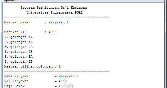 Program Menghitung Gaji Karyawan Dengan Java / Pl