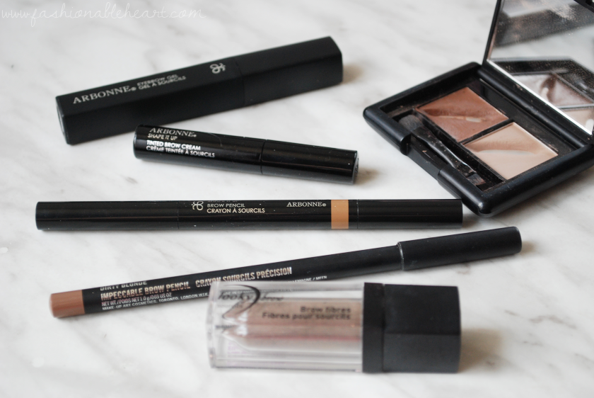 bbloggers, bbloggersca, canadian beauty bloggers, eyebrows, eyebrow kit, fibres, fibers, arbonne, arbonne canada, tinted cream, brow gel, mac cosmetics, looky brow, elle r cosmetiques, elf, eyes lips face, pencil, favorite, product review
