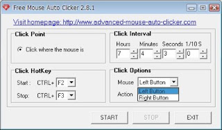 اختيار الزر الايسر او الايمن فى برنامج Free Mouse Auto Clicker