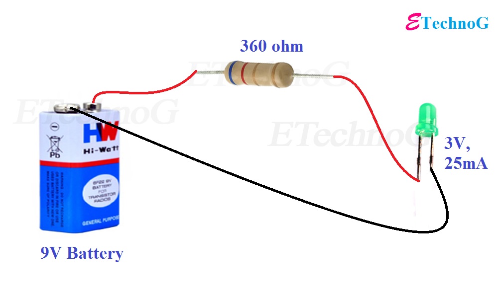 How to calculate the of resistor for LED connecting with Power Supply. ETechnoG