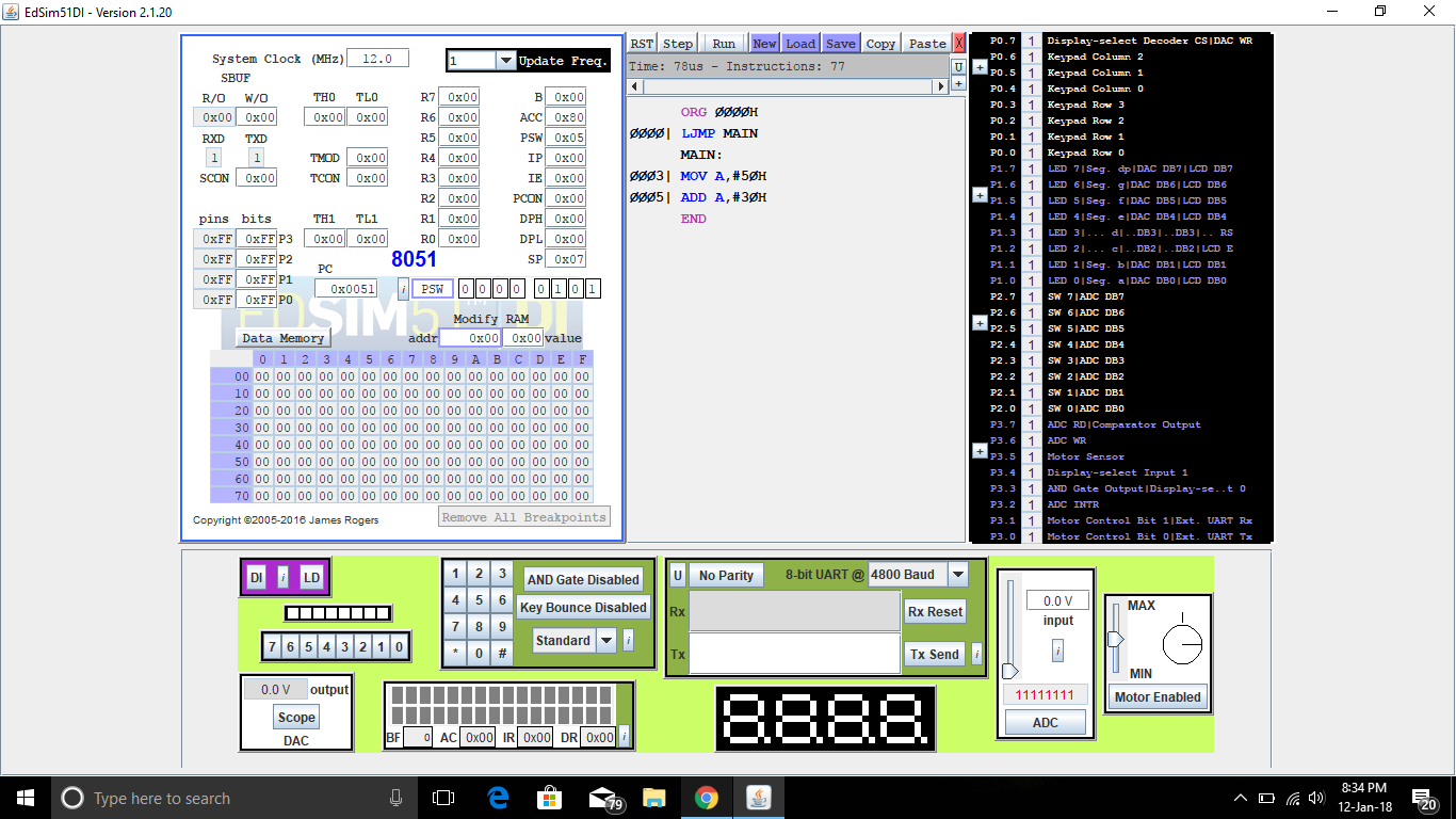 8 bit addition in all addressing modes