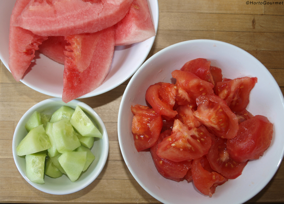 Ingredientes gazpacho de sandía HortoGourmet