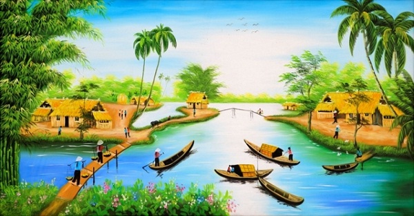 Hướng dẫn vẽ tranh phong cảnh đơn giản cho phòng khách sang trọng - Nhận vẽ  tranh tường đẹp nhất Hà Nội