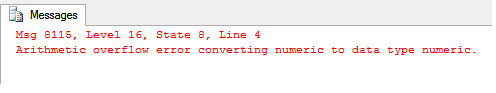 Arithmetic Overflow Error Converting Numeric (Money)to Data Type Numeric