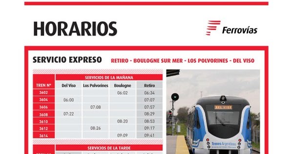 ATENCIÓN Nuevos horarios en Línea Belgrano Norte a partir del mayo