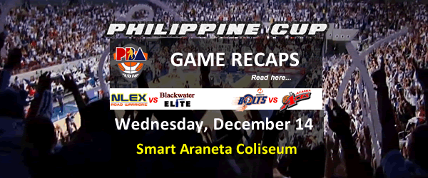 List of PBA Game(s) Wednesday December 14, 2016 @ Smart Araneta Coliseum