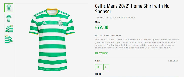 celtic jersey no sponsor
