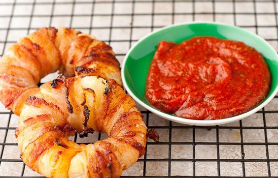 Bacon-wrapped Pineapple Mozzarella Rings (a.k.a. Bacon Donuts) Bacon-wrapped Pineapple Mozzarella Rings (a.k.a. Bacon Donuts)