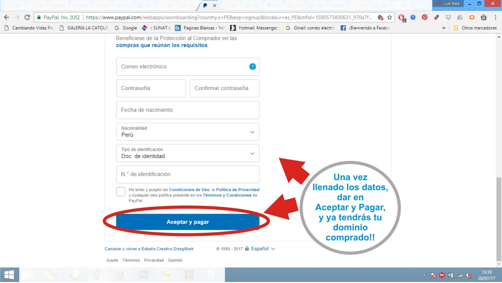 Pasos para Registrar un Dominio de