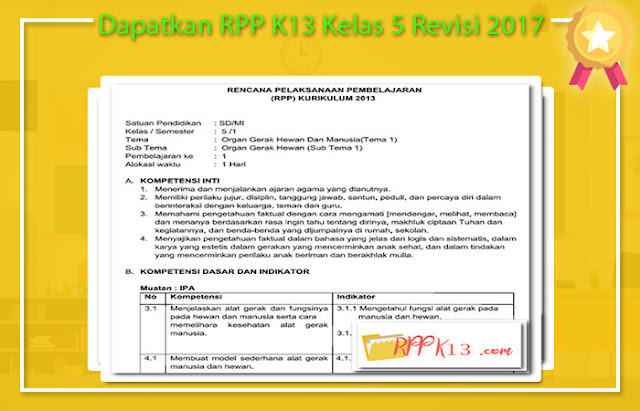 RPP K13 Kelas 5 Revisi 2017
