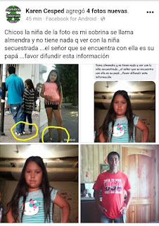 Licanten: Supuesta fotografía de Emelyn y Jose Navarro en recoleta no corresponden , seria de una niña de similares características llamada Almendra y su padre