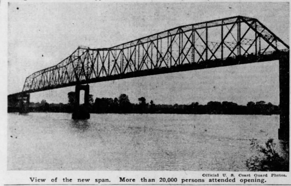 Industrial History 1942 Road Bridge over Mississippi River at Chester, IL