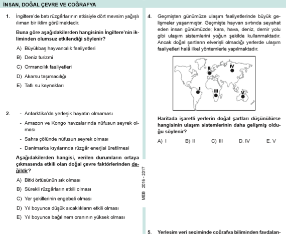 9 sinif doga ve insan test