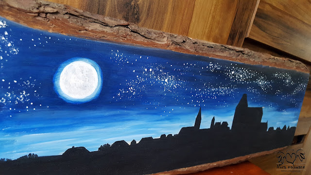 melzak-art, melzak art, melzacki, nocą malowane, handmade, obraz na drewnie, dekoracje, pejzaż, niebo, gwizady, noc, księżyc, panorama, woodart, acrylicpainting, Toruń