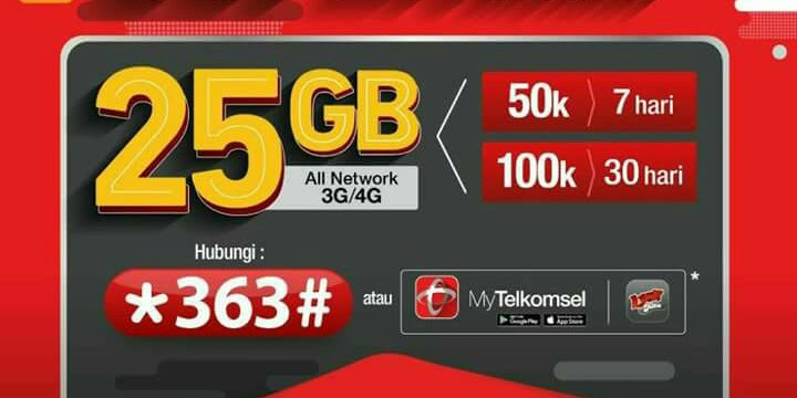 Paket Murah Telkomsel 25 GB Flash 3G/4G 24 Jam, mau ?