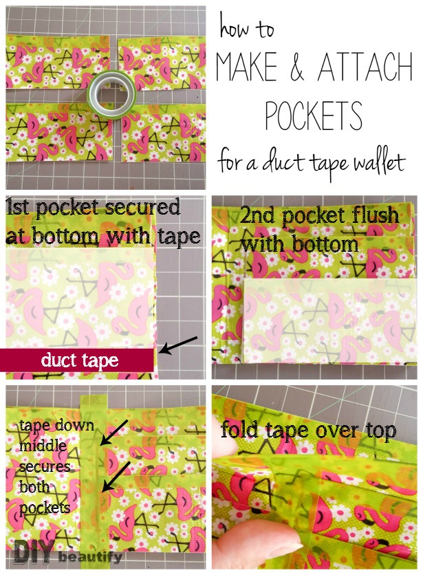 creating pockets on duct tape wallet