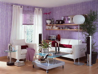 Salas color lila y blanco - Colores en Casa