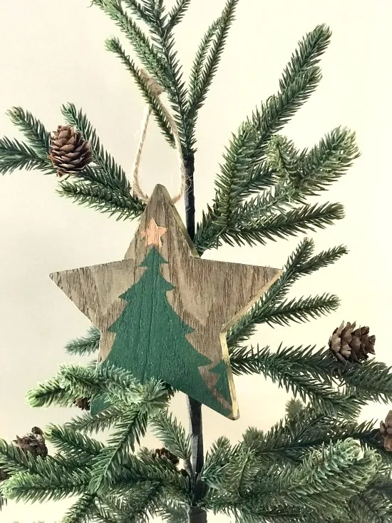 tree with wooden star ornament