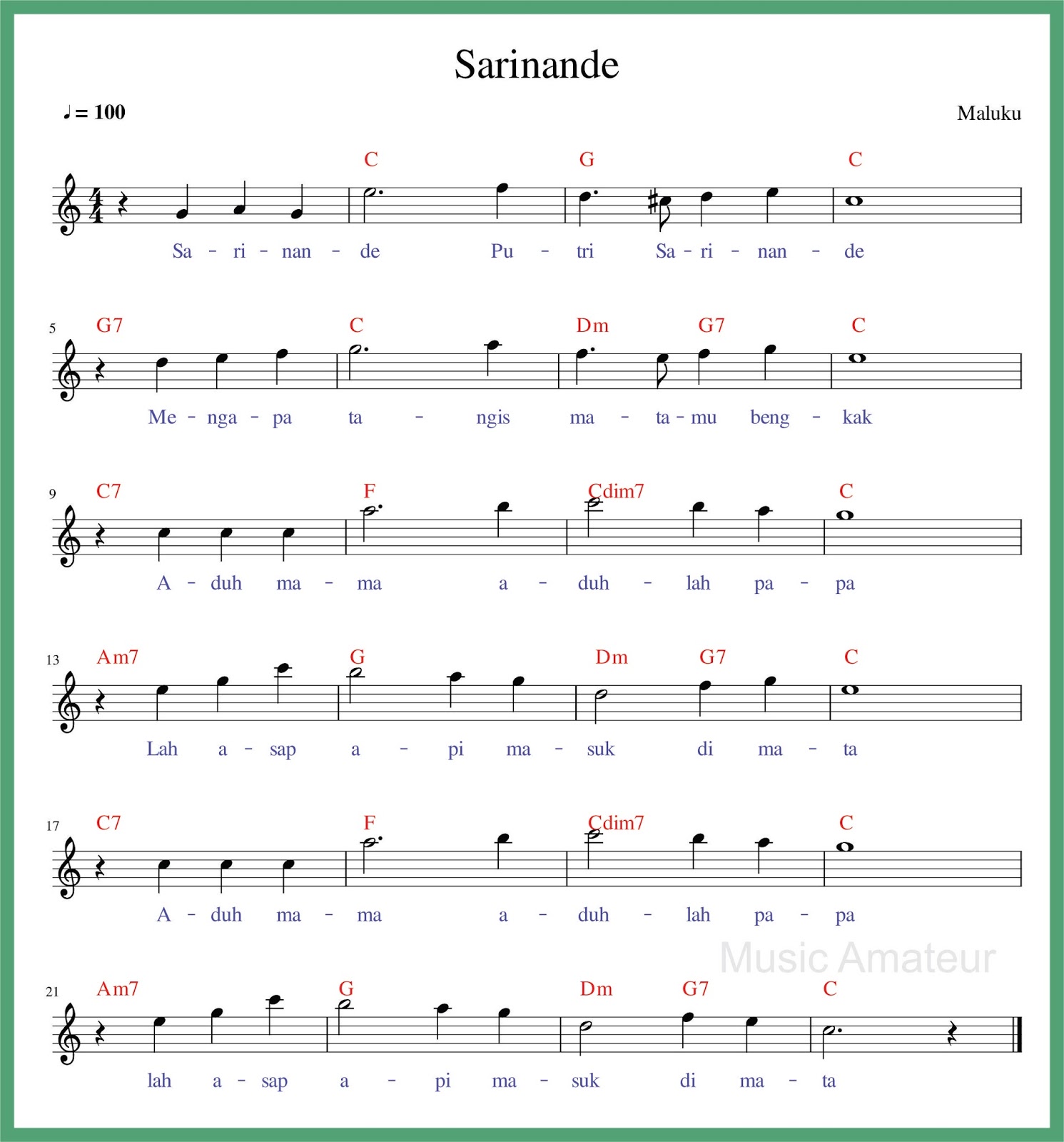 Not Angka Sarinande - SEPUTAR MUSIK